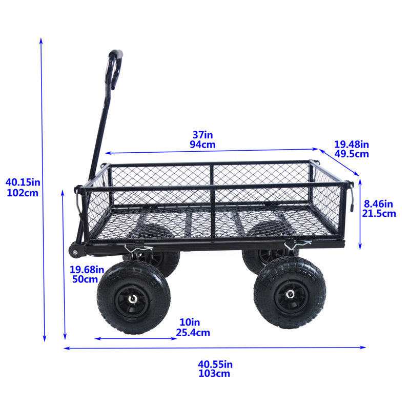 Chariot de jardin Wagon Cart, Noir