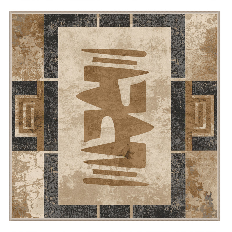 Tapis moelleux moelleux à imprimé bloc Cozine, Carré 4 pi