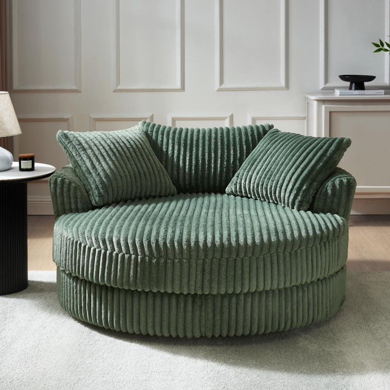 Skyler Upholstered Swivel Armchair, Green