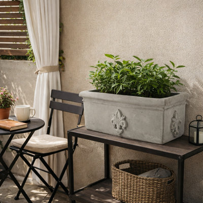 32 in. Rectangular French Planter - Natural Finish - Grey