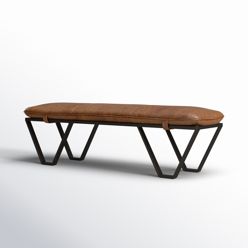 Darrow Leather Bench, Palermo Cognac Genuine Leather