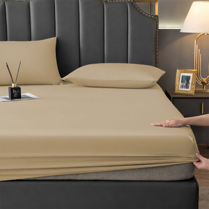 Aspire Homeware Premium 25cm Deep Fitted Sheet for Stylish and Comfortable Bedding, King (5'), Beige