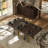 94-Inch Wood Dining Table with Brushed Gold Legs-108771781-108771782-108771784