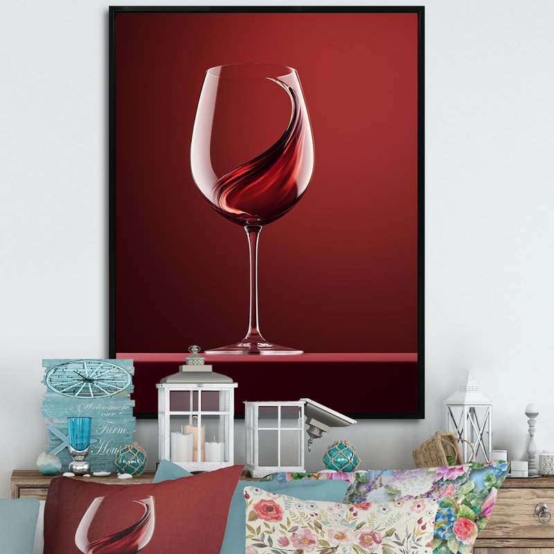 " Wineglass Whimsy ", Black Floater Framed, 44" H x 34" W x 1.5" D