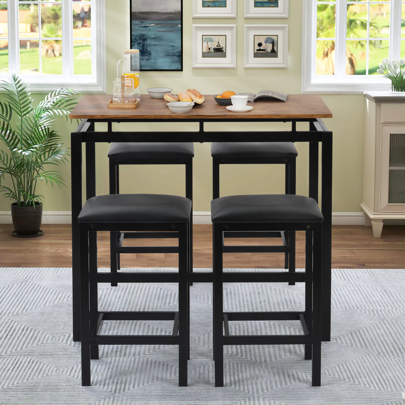 Nekia 4 - Person Bamboo Patio Dining Set with Rectangular Table