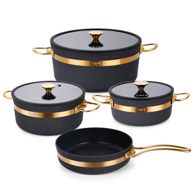 Batterie de cuisine antiadhésive en granite 7 pièces Caannasweis