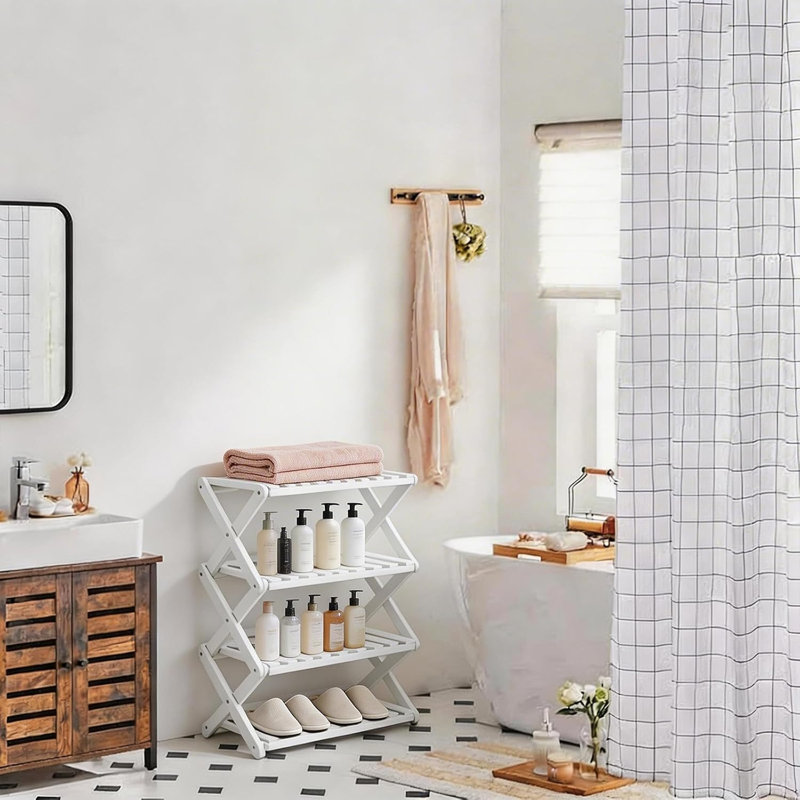 4 Tier Bamboo Shoe Rack White