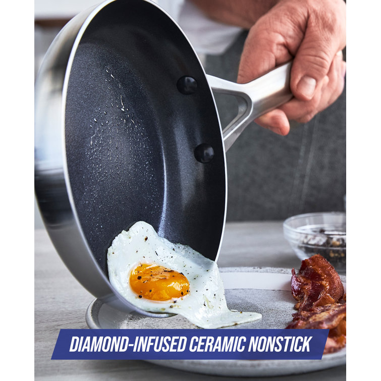 Blue Diamond Cookware Diamond Infused Ceramic Nonstick 9.5 and 11 Frying  Pan Skillet Set, PFAS-Free, Dishwasher Safe
