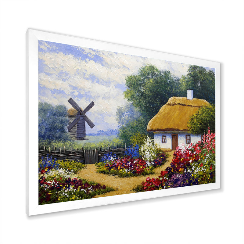 Vieux paysage villageois, reproduction d'art sur toile, H 8 po x l 12 po x P 1 po, Cadre photo blanc