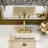 4-inch center-distance double-handle bathroom sink faucet with drain assembly; gold-finish bathroom countertop sink mixer faucet.-118659765