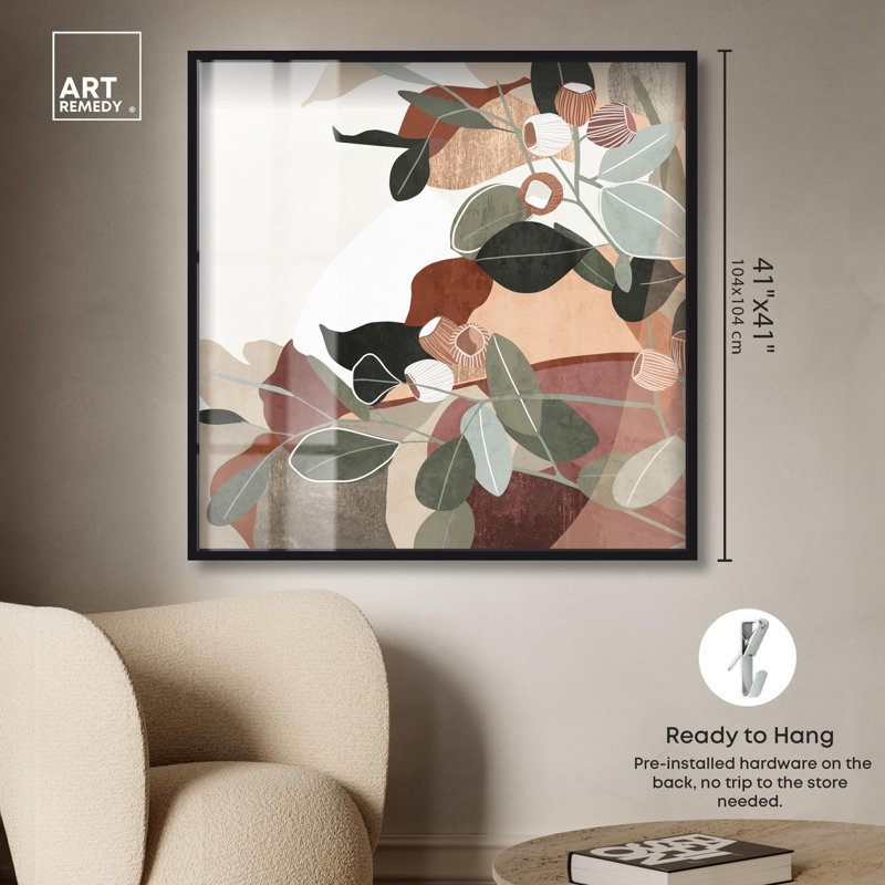 «Neutral Leaves Palm Leaf» par Art Remedy, H 41 po x l 41 po, Noir