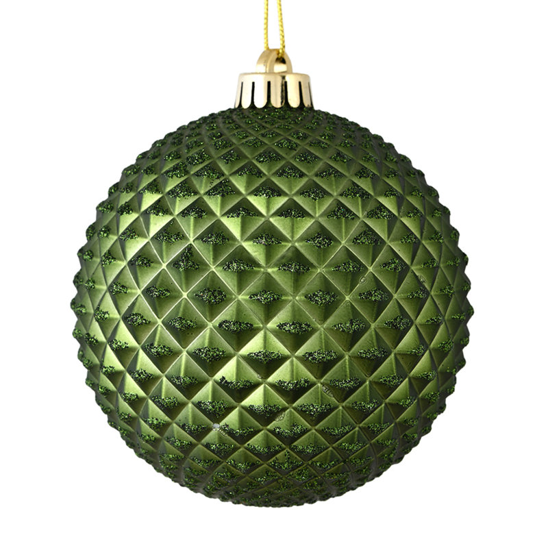 Ornement boule Durian Glitter, Vert mousse