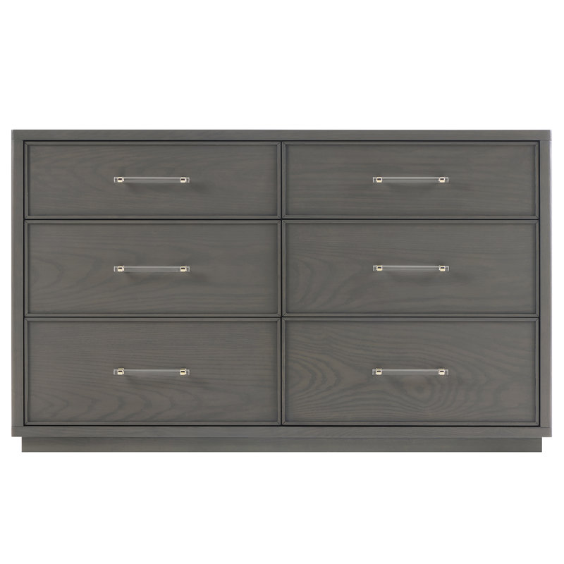 Vienna 6 Drawer Dresser, Darkwash Ash With Acrylic