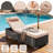 Outdoor Chaise Lounge with Side Table – No Extra Table Needed. 400lbs Heavy Duty Wicker Patio Chair with Metal Feet & 8-Position Recline Khaki (Set of 2)-1557192467-1557192469