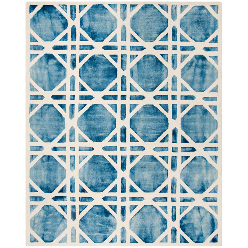 Dip Dye Hand Tufted Wool Geometric Rug, Rectangle 4' x 6'