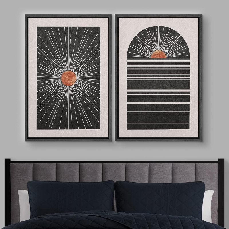 Sun And Moon 2 - Pieces, Black, 36" H x 48" W