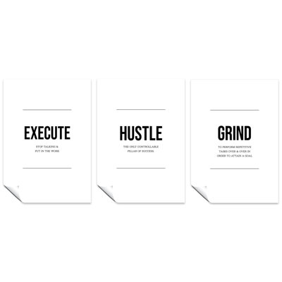 Execute, Grind, And Hustle - 3 Piece No Frame Print Set