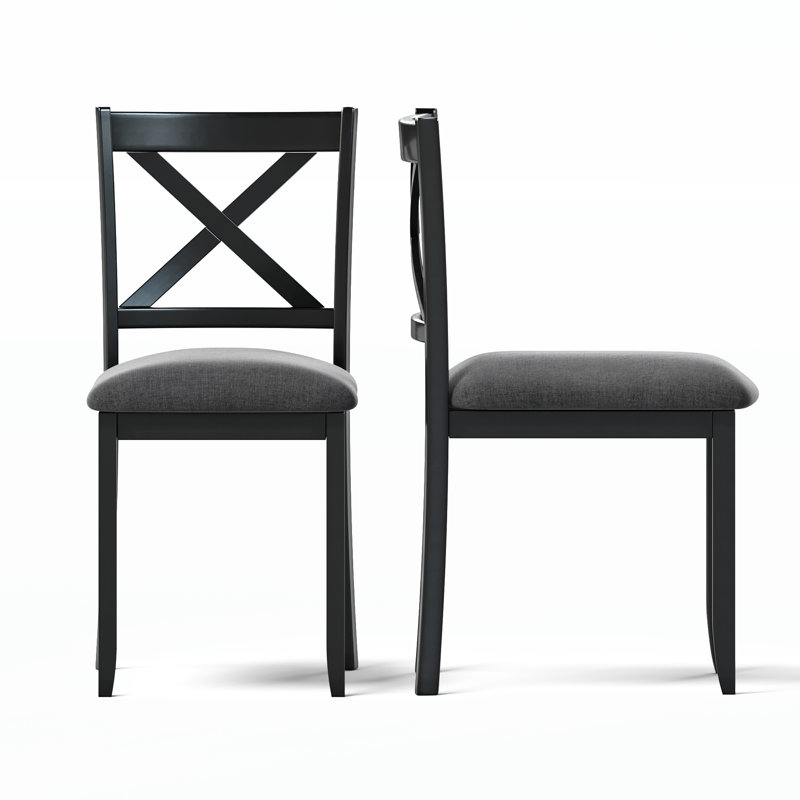 Gracie Oaks Cross Back Upholstered Dining Chair, Matte Black
