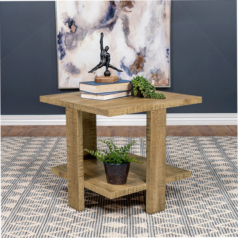 Square End Table With One Open Shelf
