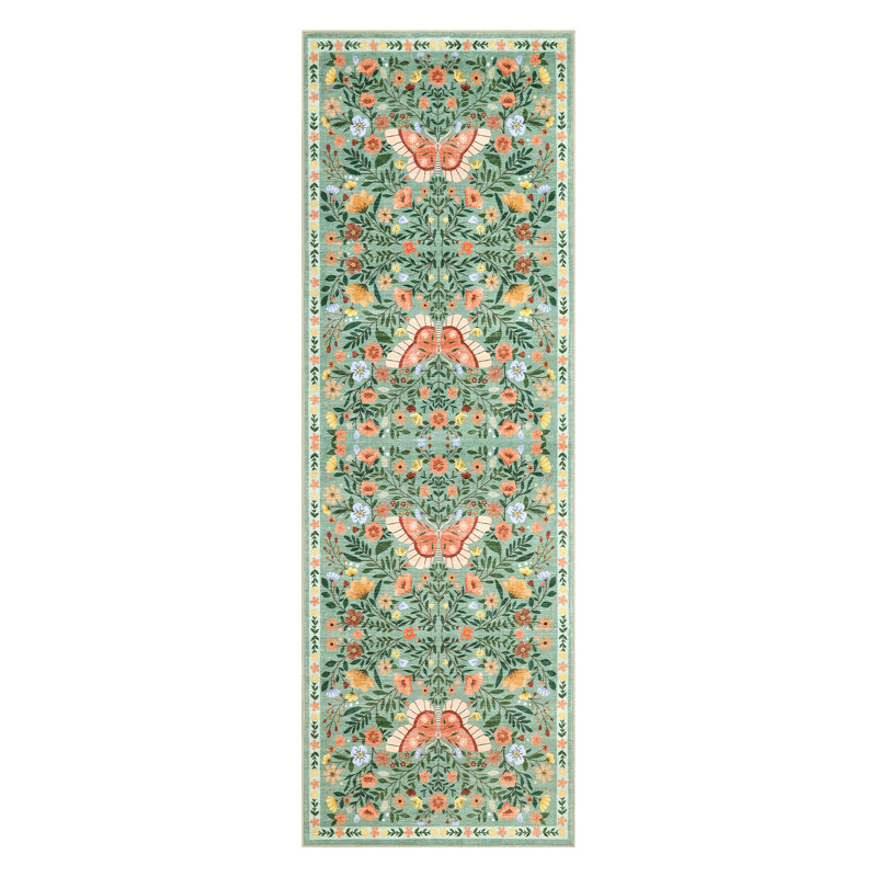 Washable Area Rug Non-Slip,Collapsible,Mark Resistant Butterfly Carpet for Bedroom,Living Room,Hallway,Kitchen,Entryway