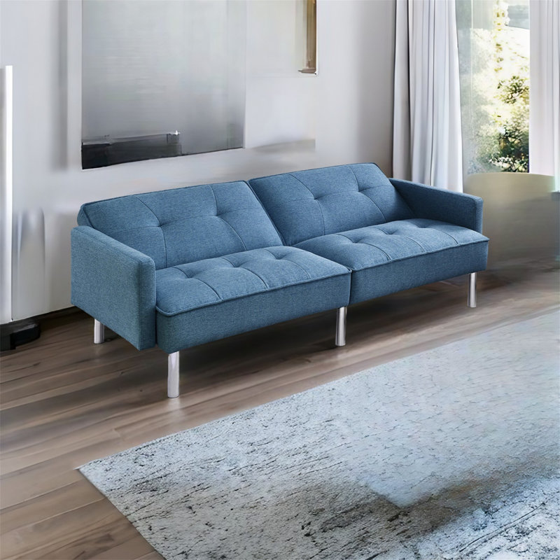 Futon rembourré Greisy, Tissu bleu