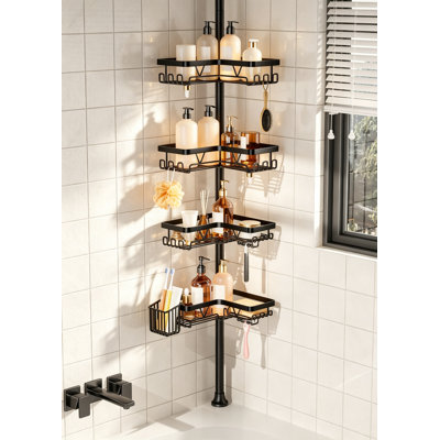 Black Telescopic Rustproof Corner Shower Caddy