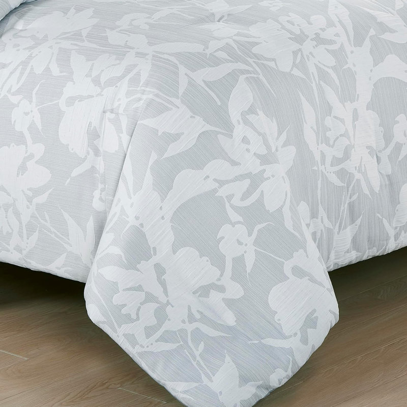 Heather 7-Piece Textured Floral Jacquard Comforter Set , King Comforter + 6 Additional Pieces