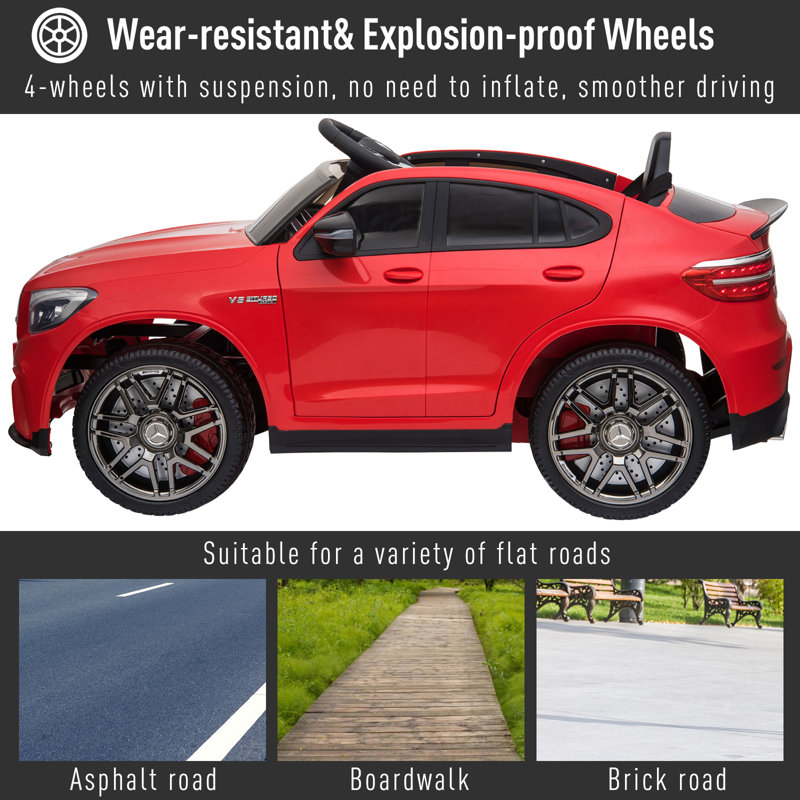 Red 12V Mercedes-Benz AMG GLC63S Coupe Ride-On Car