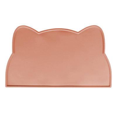 Non Spill Non Slip Waterproof Easy Clean Silicone Pet Placemat, 17.32x9.45x0.39 in, Pink