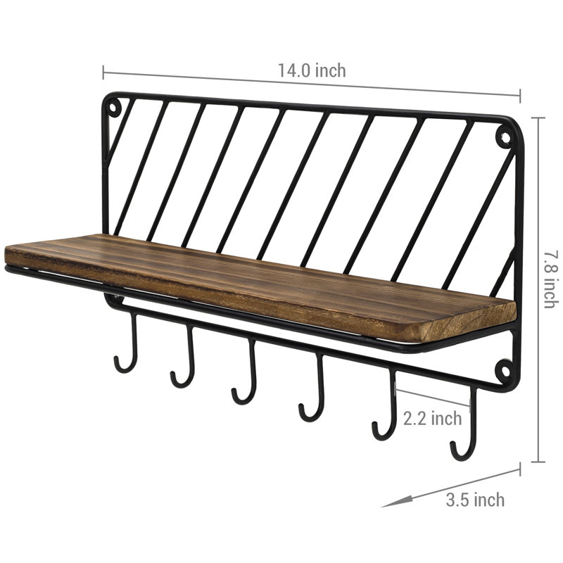 Floating Shelf with Hooks