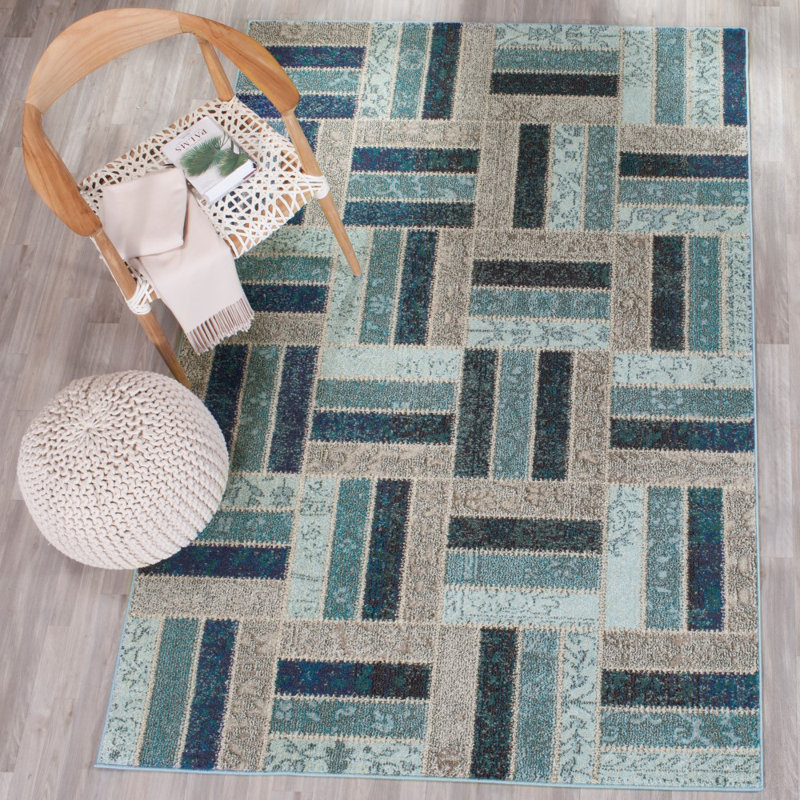 Suzan Geometric Hand Woven Area Rug, Rectangle 122 x 170 cm