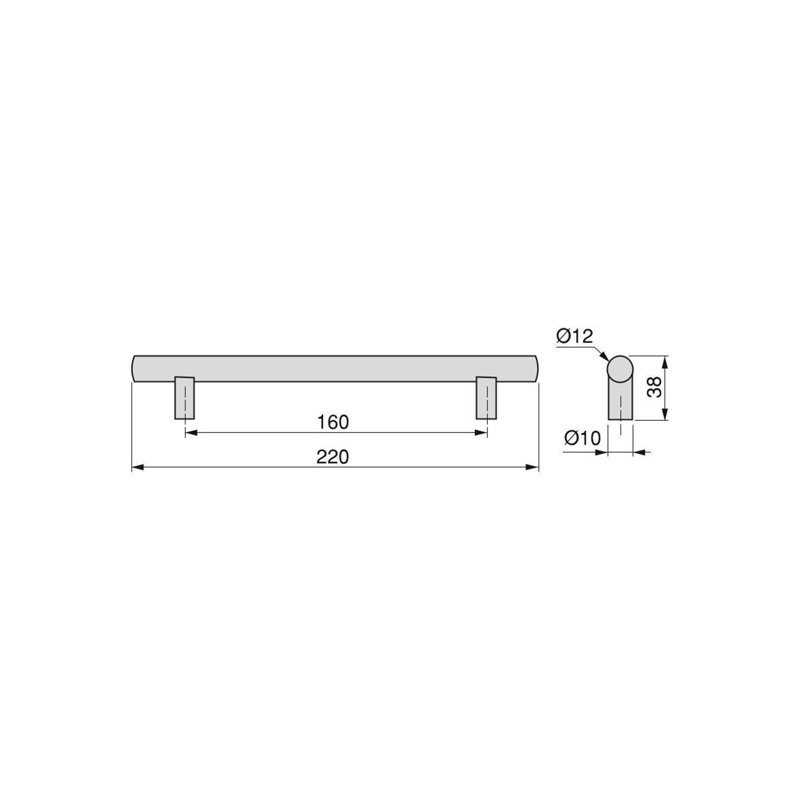 Autberry Hollow Stainless Steel 16cm Centre Bar Handle