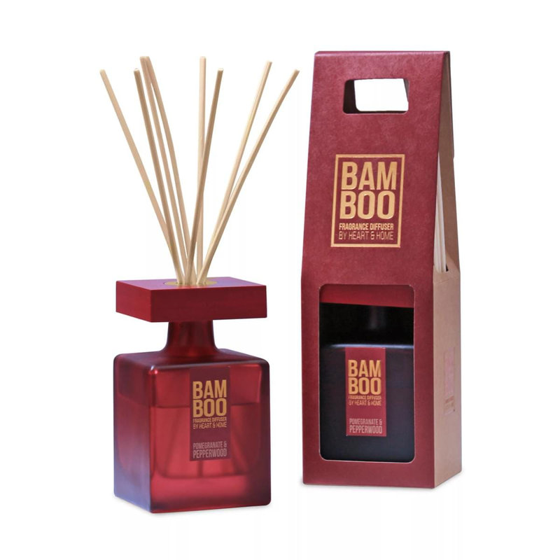 Bamboo Everyday Fruity Reed Diffusers - Pomegranate & Pepperwood, 24 cm H x 7.6 cm W x 7.6 cm D