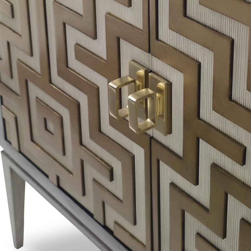 Labyrinth 36'' Gold and Gray Mahogany Bathroom Vanity with Marble Top