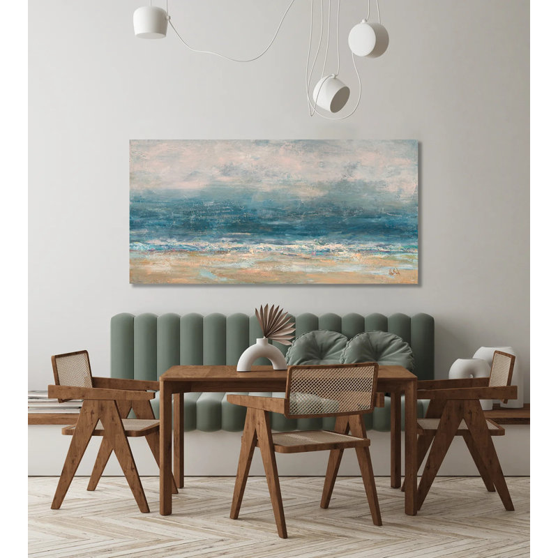 Merging Tide by John Beard - Artist Enhanced Canvas Print, Brown Floater Framed, 26" H x 50" W x 2" D