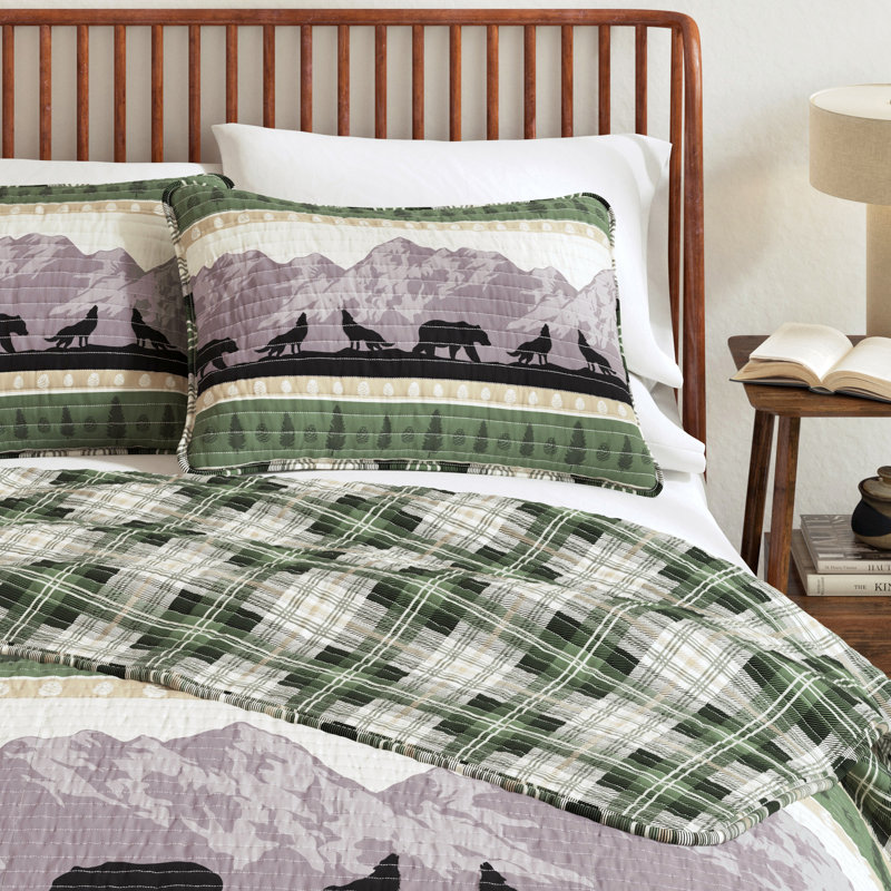 Ensemble de courtepointe Mountaincapes & Plaid Lodge, Courtepointe très grand / très grand californien