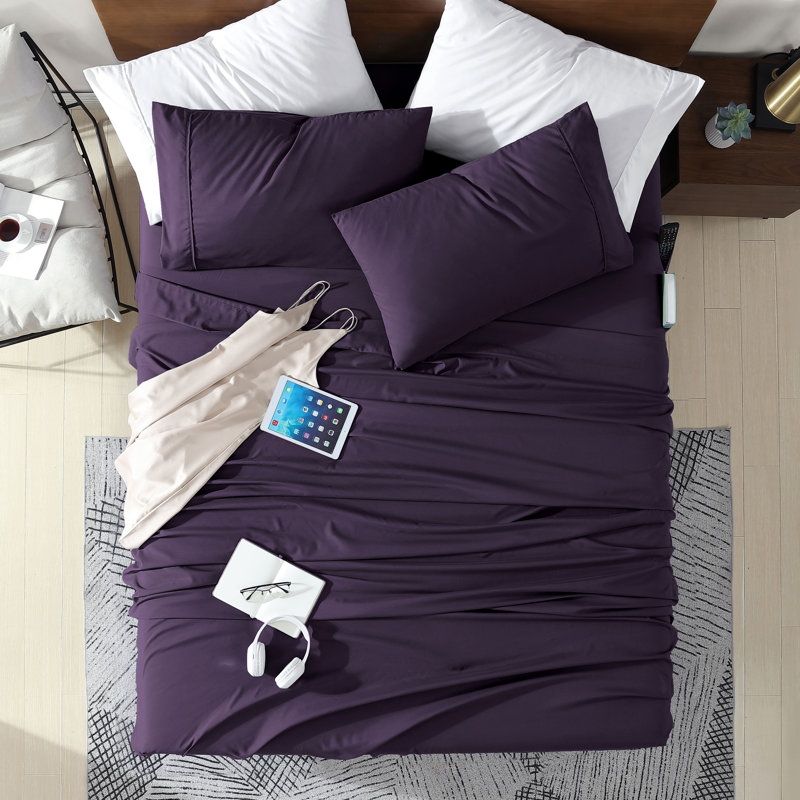 Swift Home Smart Pocket 4-Piece Sheet Set - Essential 1800 Series Microfiber - Fits Mattress up to 14" Thick - Convenient Storage, Peach Fuzz, Durable, Easy Care