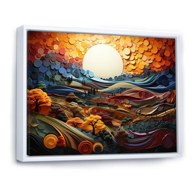 «Countryside Fusion Unveilé I» sur toile, Cadre flottant blanc, H 34 po x l 44 po x P 1,5 po