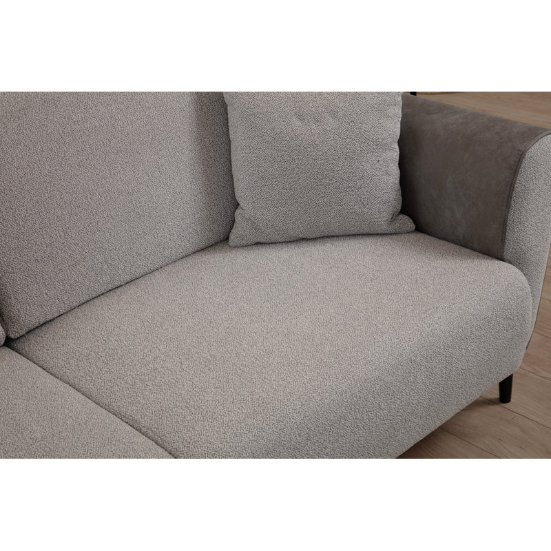 3-Seat Sofa-Bed, Grey Fabric, 84.6 x 33.5 x 33.5 inches | Beech Wood & Chipboard Frame, 100% Polyester | Turnable Back Mechanism, Fixed Cushions, Easy to Clean | Perfect for Living Room & Guest Rooms