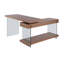 Annalis Wooden Top L-shaped Desk w/ Glass Panel Base-72251085