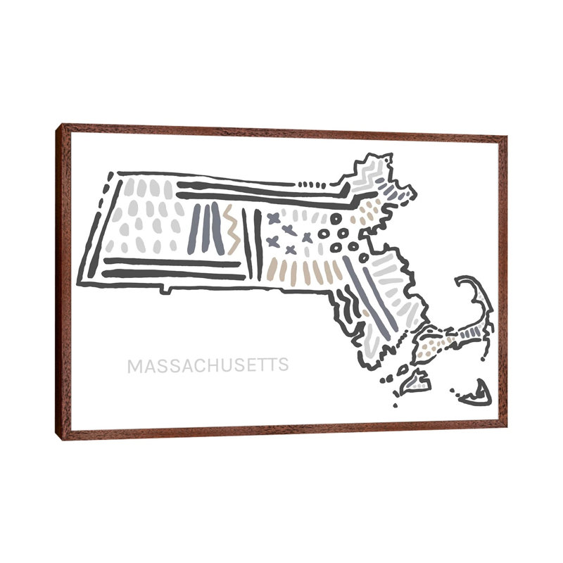 Massachusetts by Statement Goods - Floater Frame Gallery-Wrapped Canvas Giclée on Canvas, Brown, 66.04 cm H x 101.6 cm W