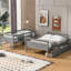 Lit simple superposé au-dessus d'un lit double, gris, avec structure sécuritaire et lit de rangement pratique dans des installations fiables-1869661668