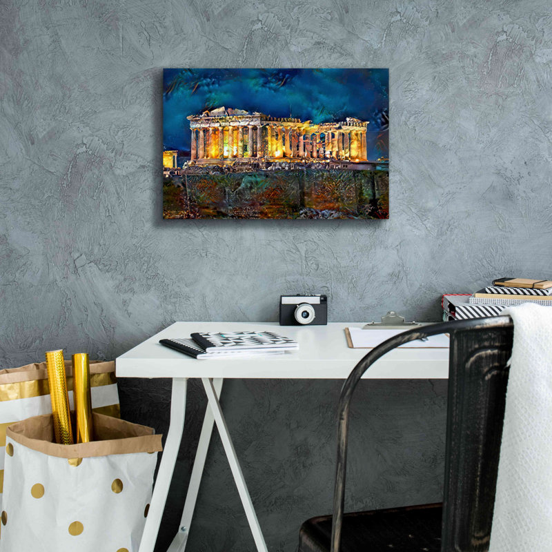 «Graffiti épique», Athènes, Grèce, Parthénon par Pierre Gavidia, impression sur toile tendue, H 12 po x l 18 po x P 0,75 po