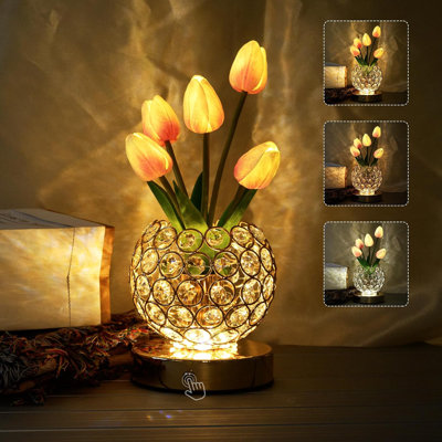 Rechargeable Tulip Flower Lamp With Touch Control, 3-Colour Modes, And Stepless Dimming, Cordless LED Night Light For Home Decor And Gifting
