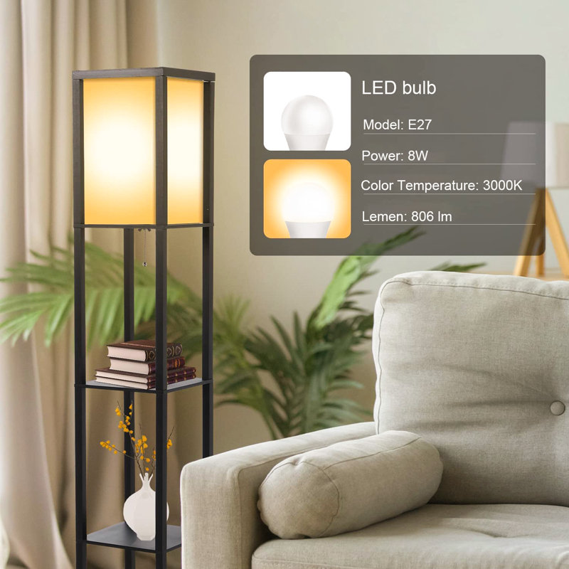 Alayjia 160cm Black Column Floor Lamp with USB