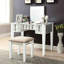 Tabouret de coiffeuse 1pc de style transitionnel blanc, bois massif avec 3 tiroirs de rangement et miroir central de 5 mm, pièce de chambre à coucher pour rehausser le décor, finition du miroir pour