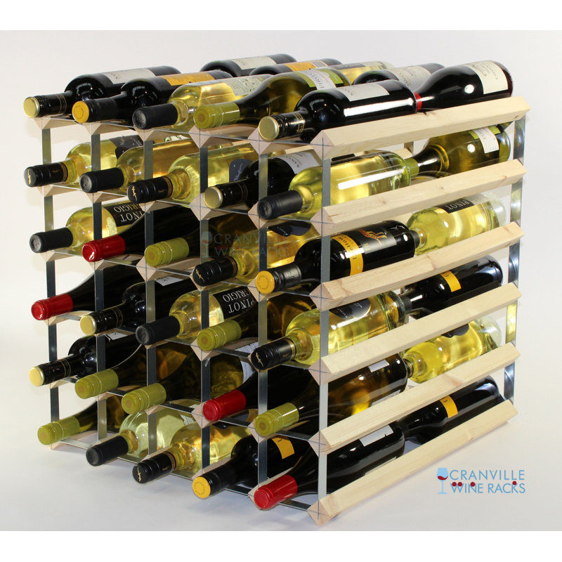 60 Bottle Floor Wine Bottle Rack, Natural Pine