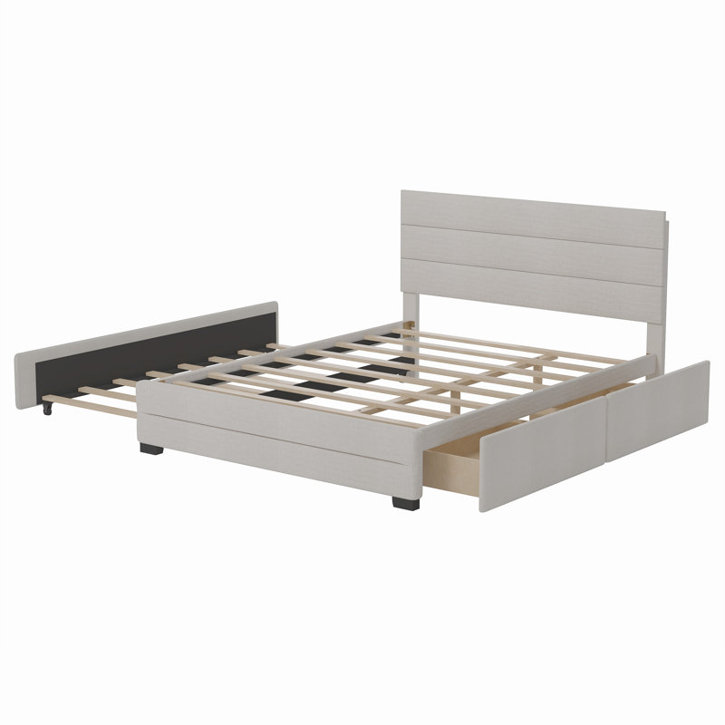 Grand lit de rangement tapissier Nahush