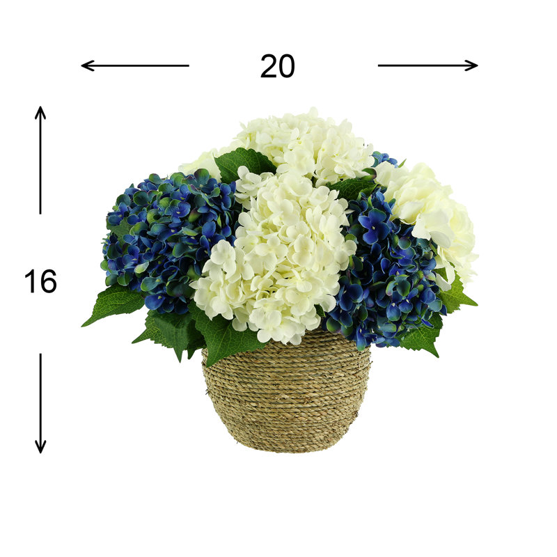 Hydrangeas Arranged in Straw Grass Pot