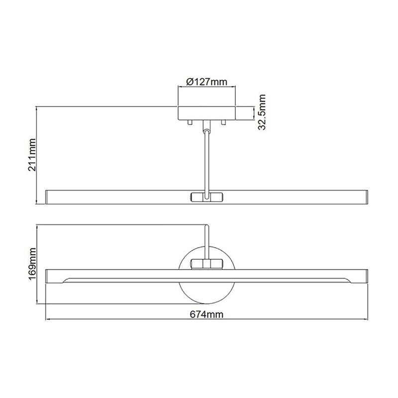 Alton 1 -Light Hardwired Dimmable LED Wall Mounted Picture Light, 14.9cm H x 67.4cm W x 20.5cm D, White